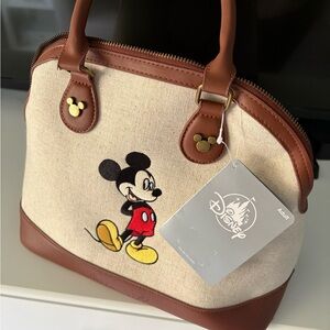 Disney Mickey Embroidered Satchel - Beige, Brown, Red, Yellow